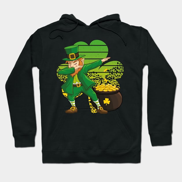 Dabbing Leprechaun St. Patricks Day Vintage Retro Clover Shamrock Hoodie by trendingoriginals